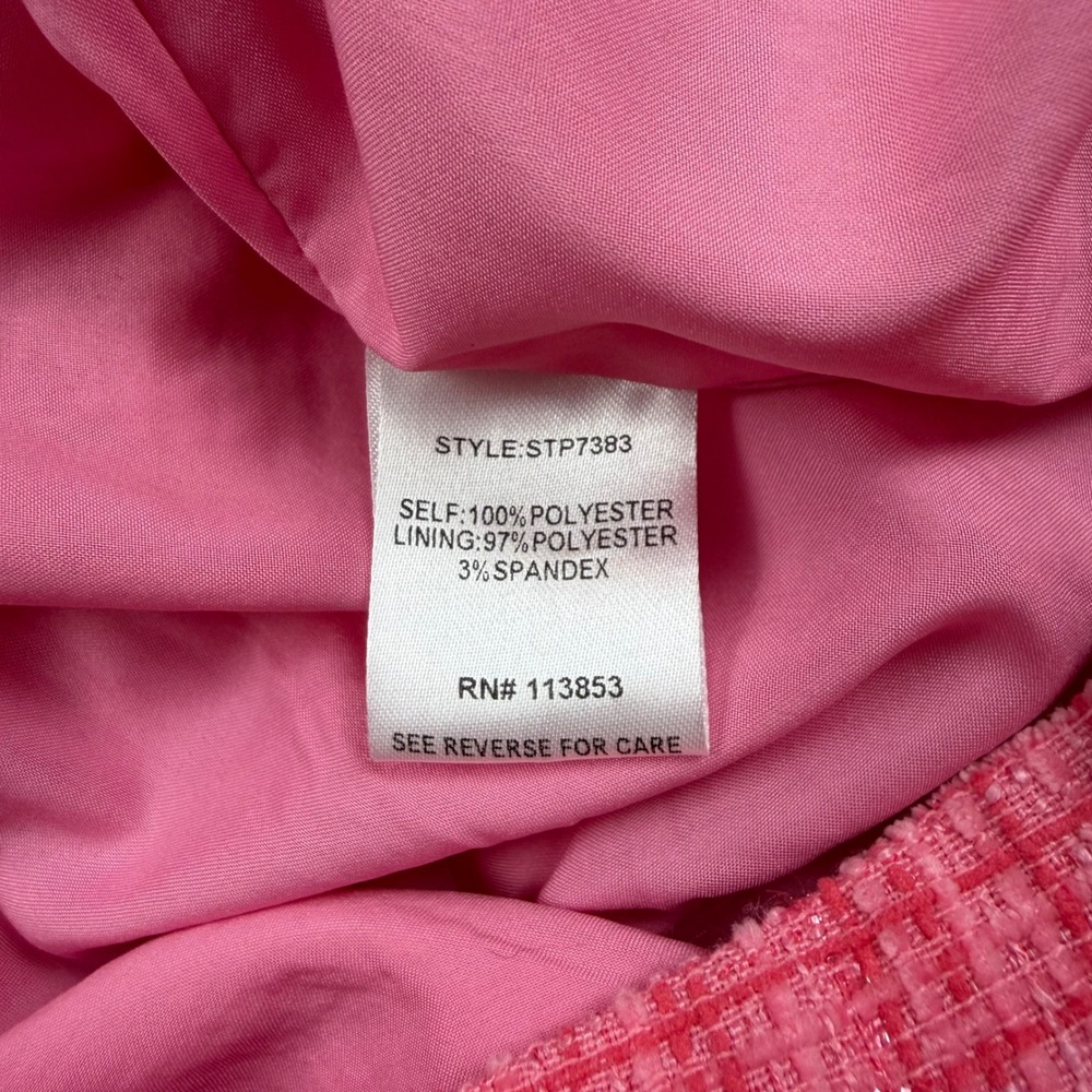 Sugarlips Adriella Pink Tweed Wide Leg High Rise Pleated Trousers NWT Women's L - Picture 8 of 10